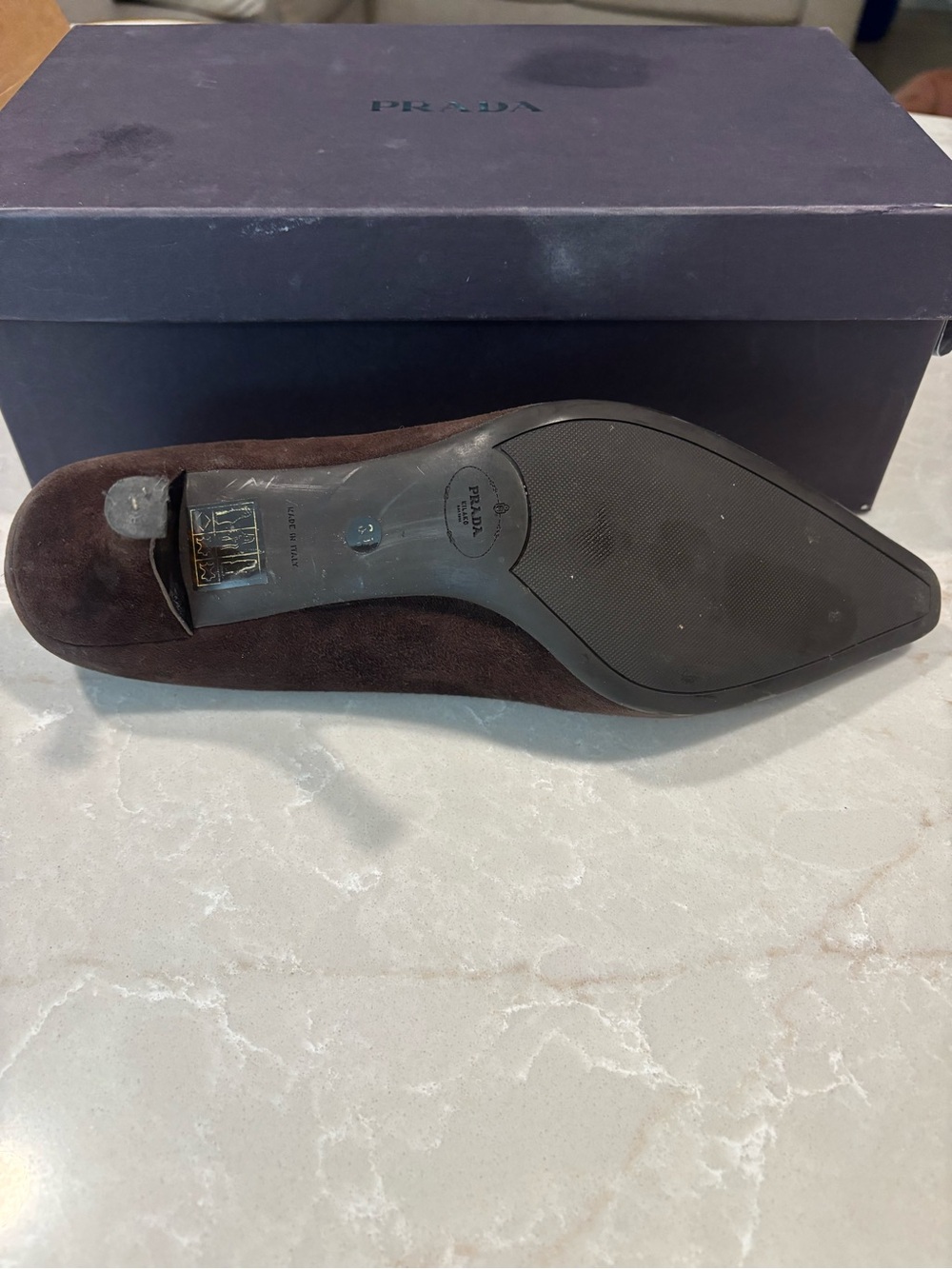Prada Brown Suede Pointed Loafers - Picture 4 of 5